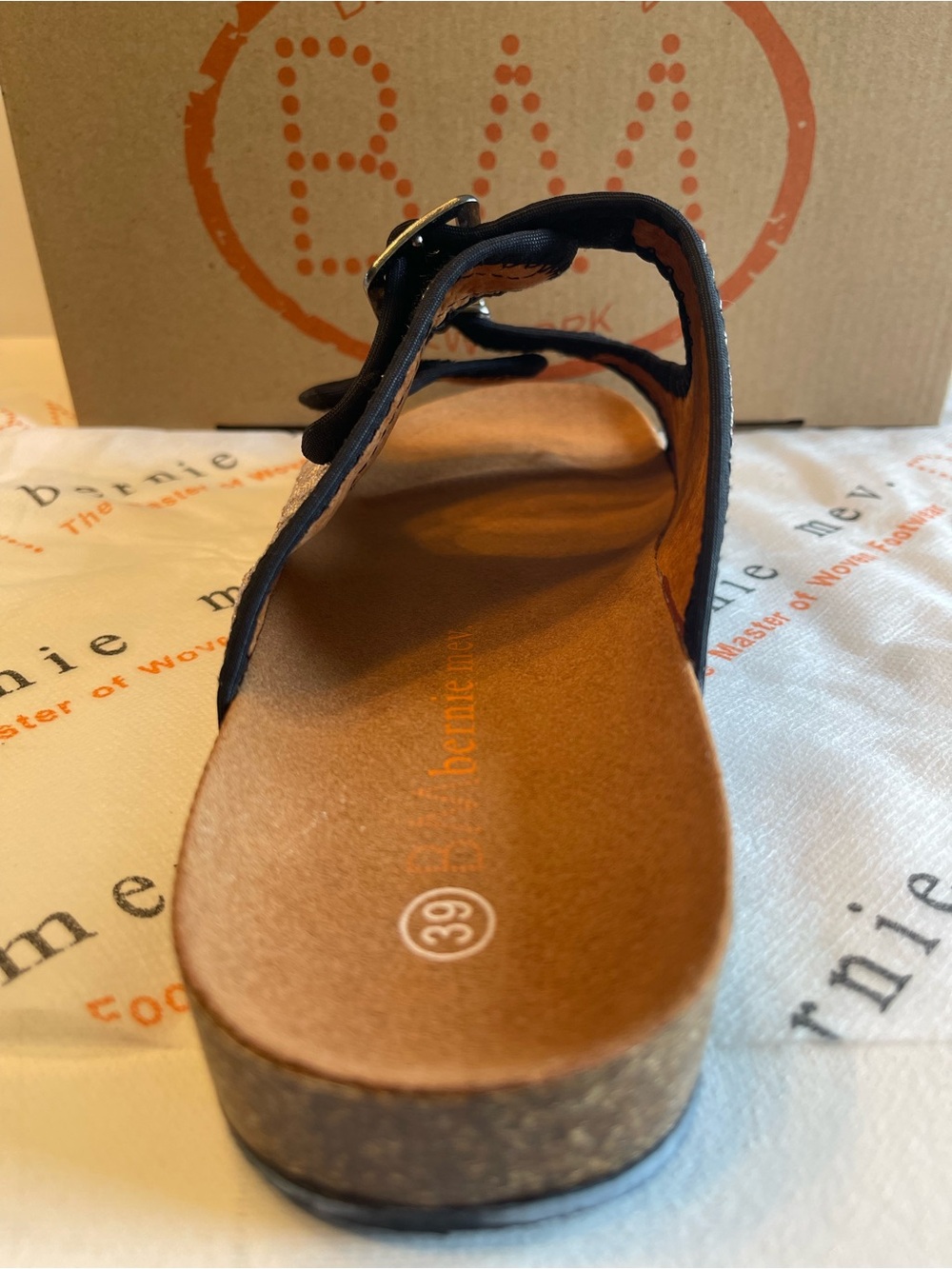 NIB BERNIE MEV SUNSET NUDE METALLIC SLIDE SANDAL WOVEN ADJUSTABLE VELCRO STRAPS - Picture 10 of 14